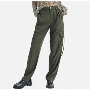 NWT Sadie & Sage Olive Green Medium Wide Leg Cargo Pocket Trouser Pants